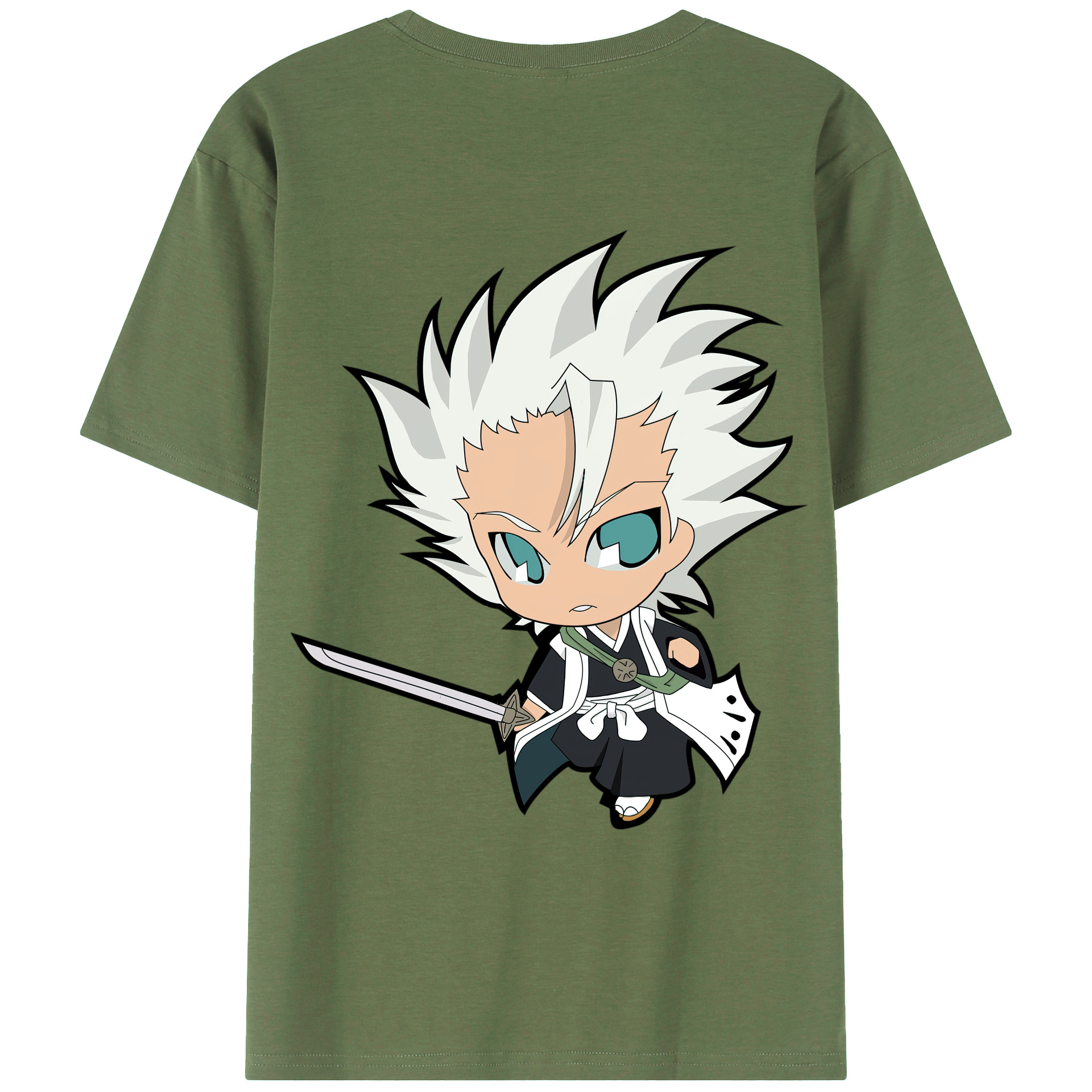 （画像用） ブリーチ 日番谷冬獅郎（ひつがや とうしろう） BLEACH Hitsugaya Toushirou 綿100％ メンズ半袖Tシャツ（バックプリント） 通気性